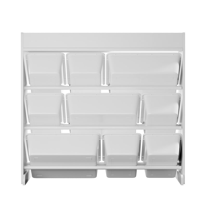 Oikiture 9 Bins Kids Toy Box Bookshelf Storage Organiser Shelf White