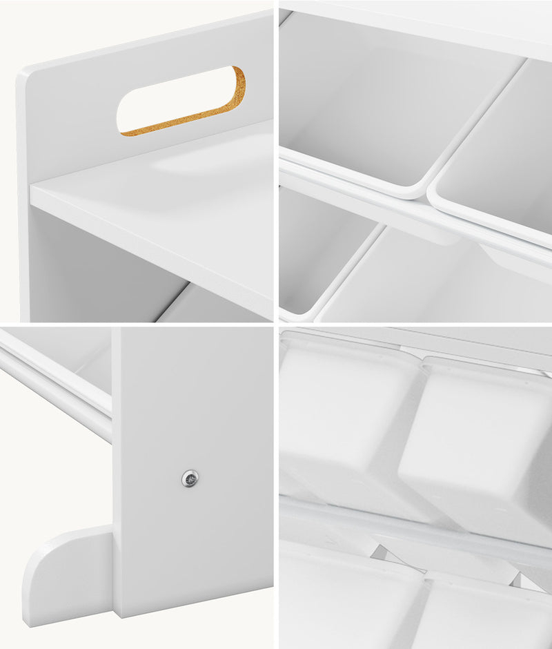Oikiture 9 Bins Kids Toy Box Bookshelf Storage Organiser Shelf White