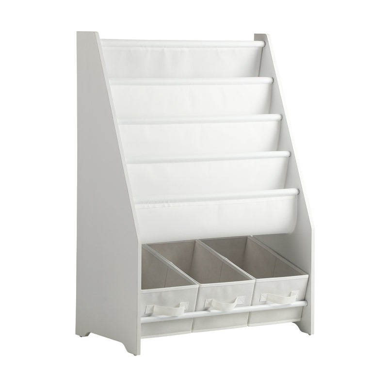 Oikiture 4-tier Kids Storage Rack with 3 Boxes White