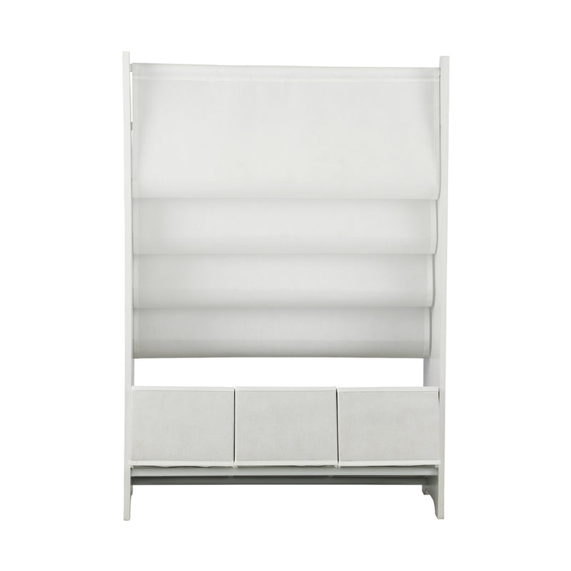 Oikiture 4-tier Kids Storage Rack with 3 Boxes White