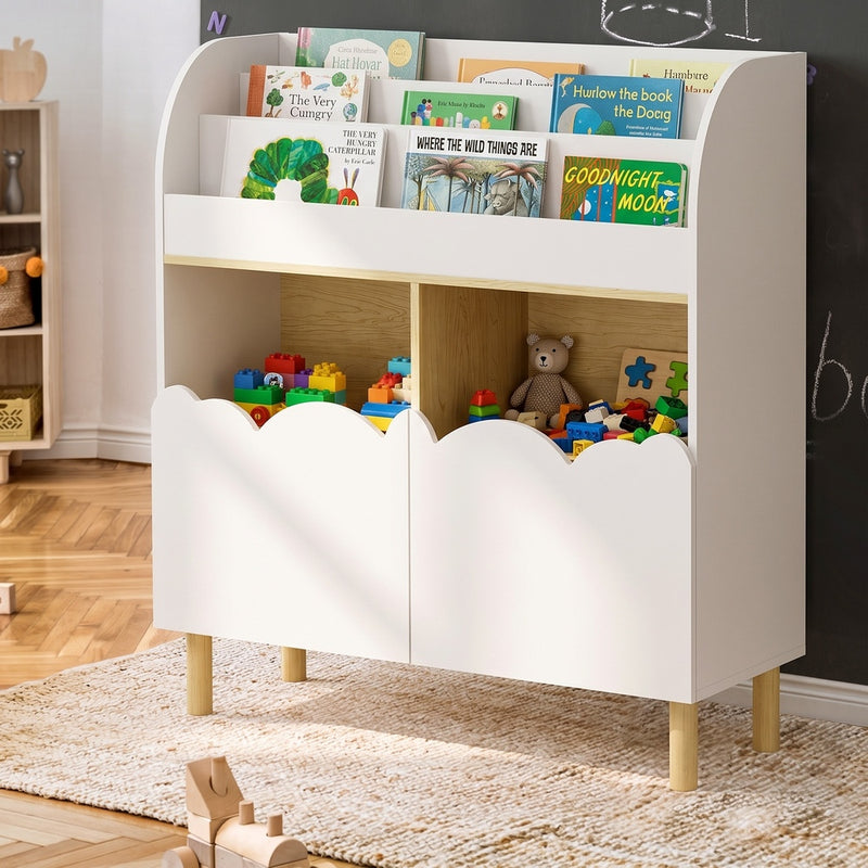 Oikiture Kids Storage Organiser Bookshelf White