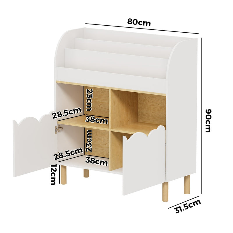 Oikiture Kids Storage Organiser Bookshelf White