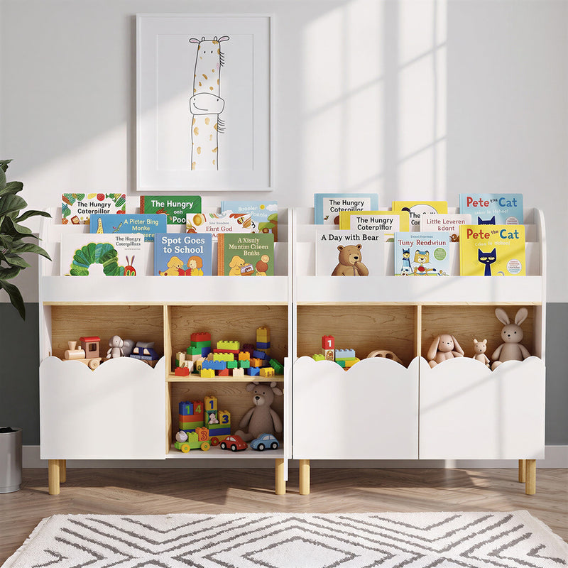 Oikiture Kids Storage Organiser Bookshelf White