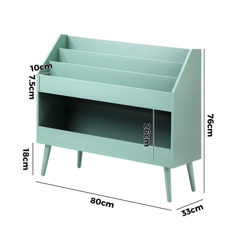 Oikiture Kids Bookshelf Children Bookcase Organiser Toy Storage Green