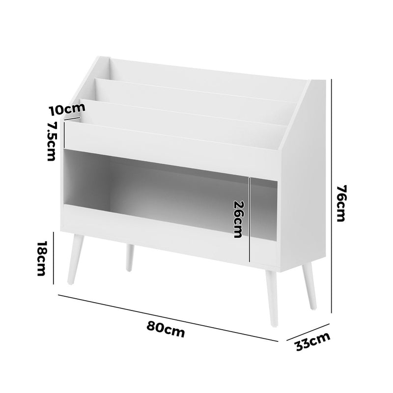 Oikiture Kids Bookshelf Children Bookcase Organiser Toy Shelf White