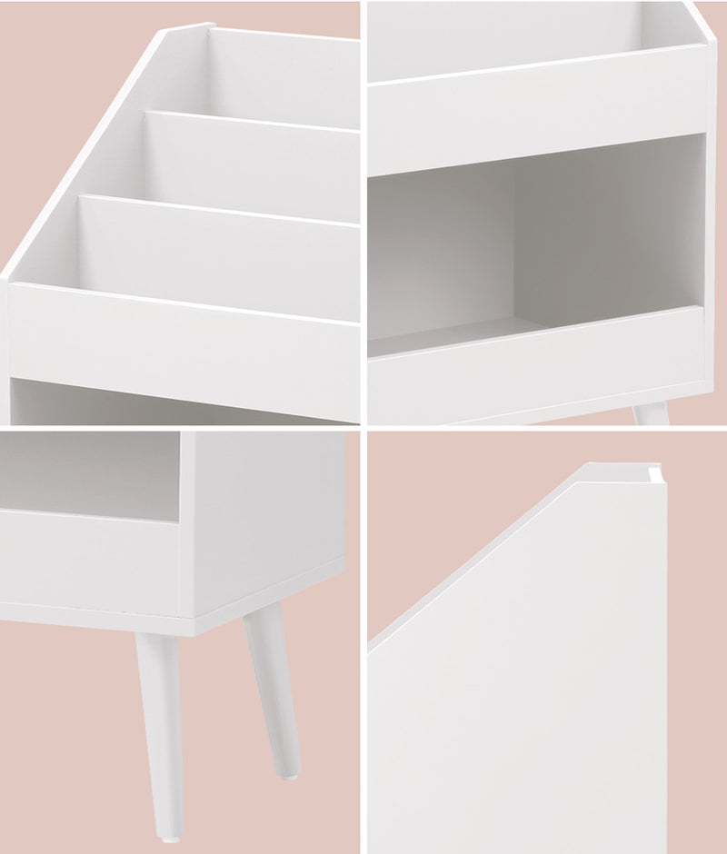 Oikiture Kids Bookshelf Children Bookcase Organiser Toy Shelf White