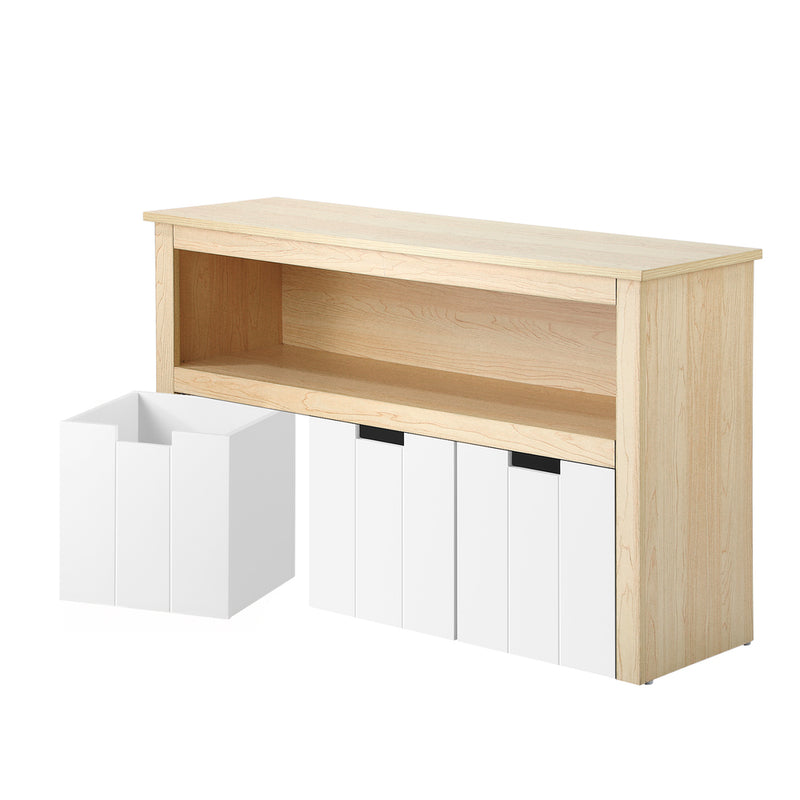 Oikiture Wooden Kids Toy Storage Cabinet Displayshelf 3 Portable Box