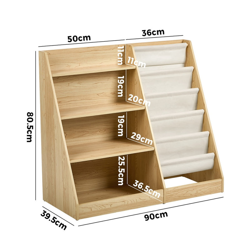 Oikiture Kids Bookshelf Bookcase Multi Tiers Shelf Rack