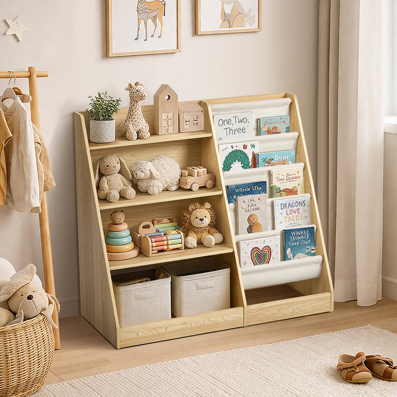 Oikiture Kids Bookshelf Bookcase Multi Tiers Shelf Rack