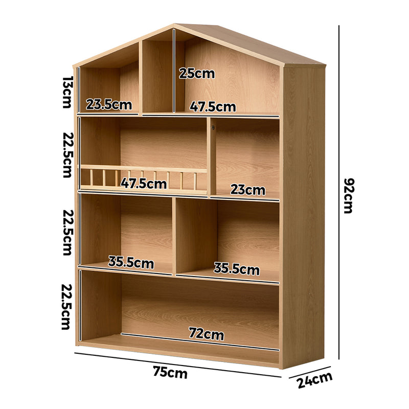 Oikiture Kids Bookshelf Children Bookcase Display Shelf Rack Natural