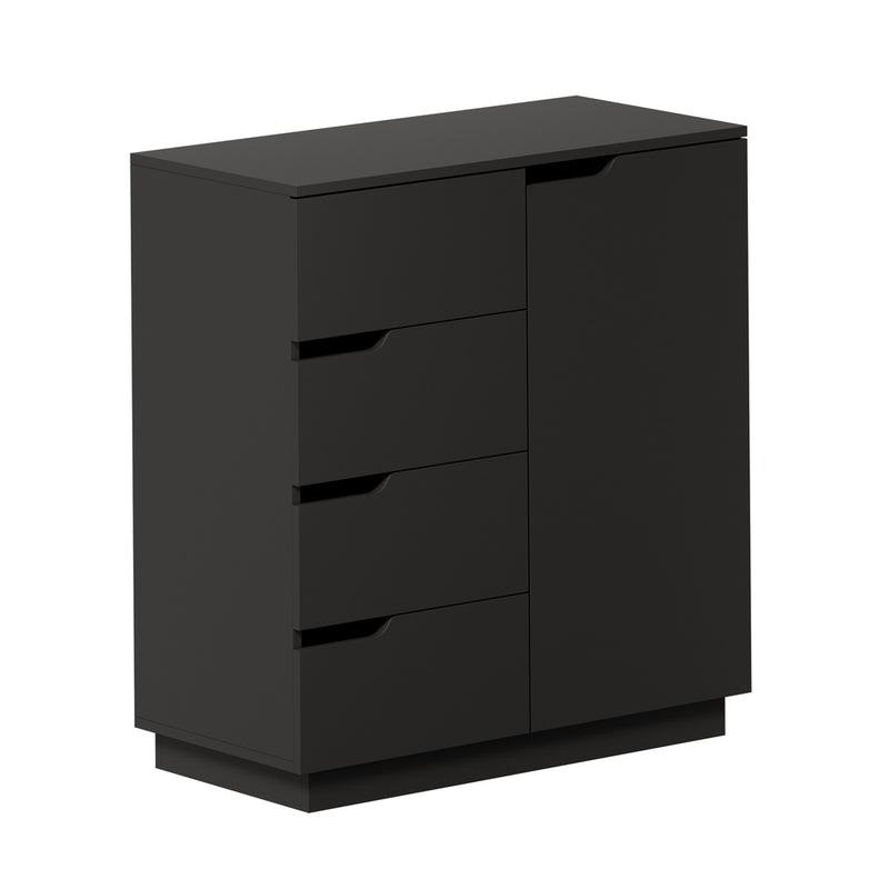 Oikiture Buffet Storage Cabinet 4 Drawers Cupboard Black