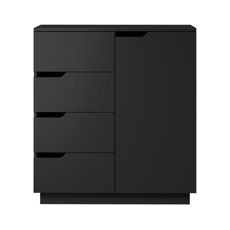 Oikiture Buffet Storage Cabinet 4 Drawers Cupboard Black