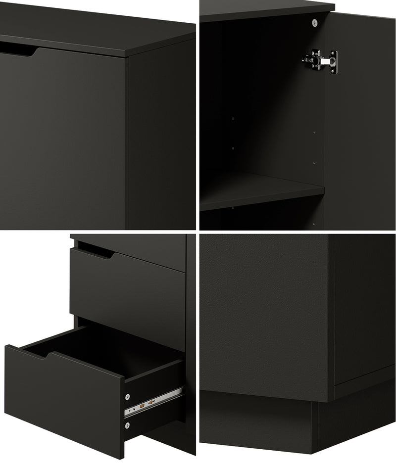 Oikiture Buffet Storage Cabinet 4 Drawers Cupboard Black