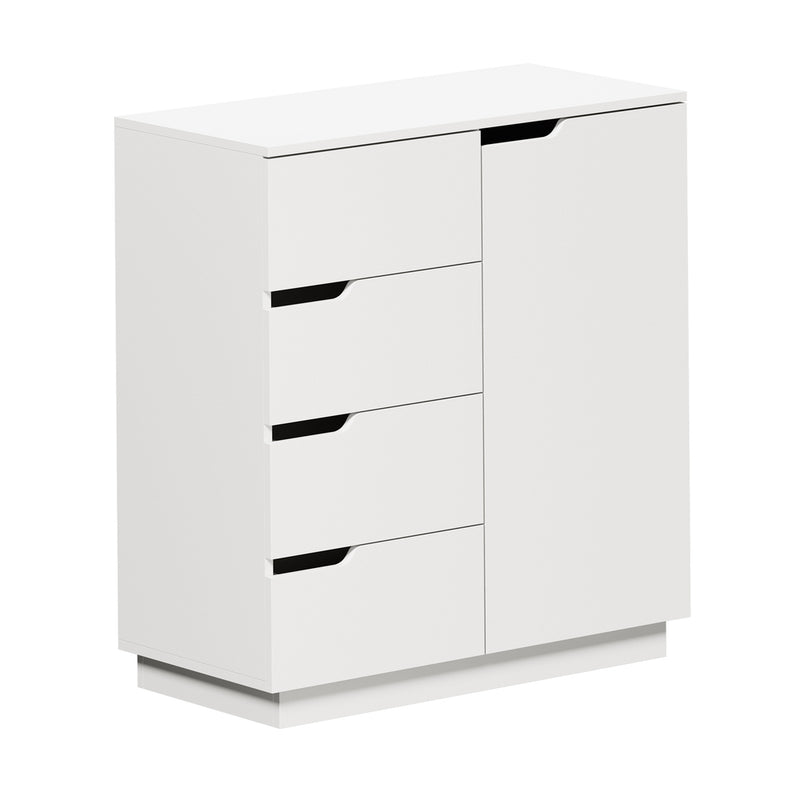 Oikiture Buffet Storage Cabinet 4 Drawers Cupboard White