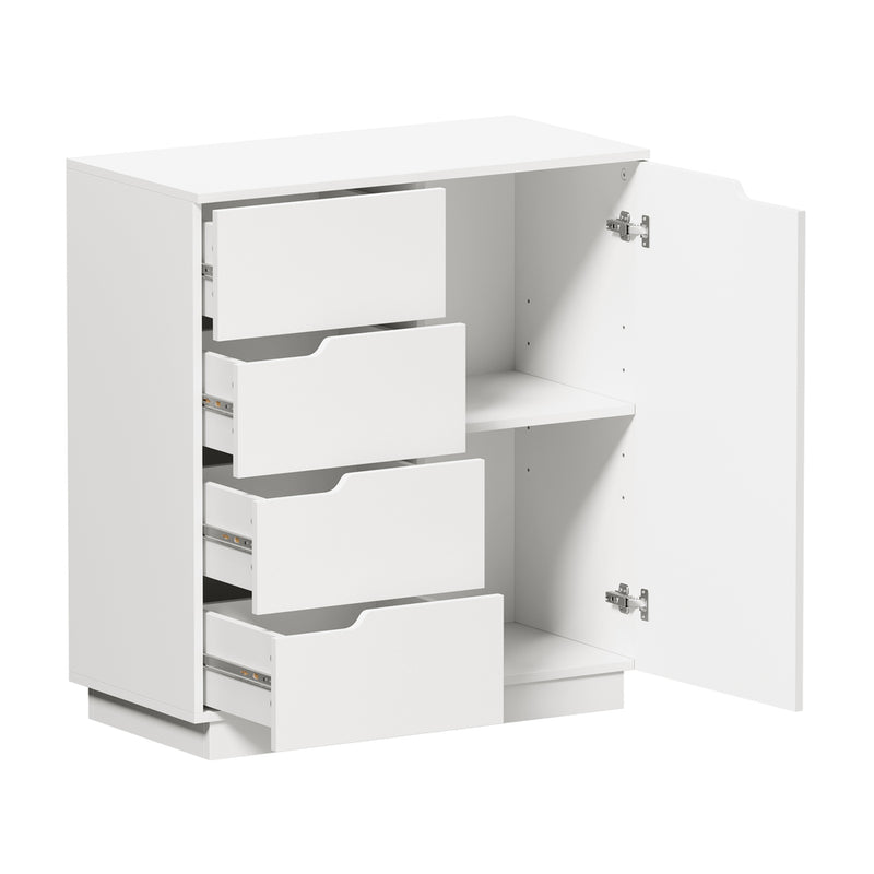 Oikiture Buffet Storage Cabinet 4 Drawers Cupboard White