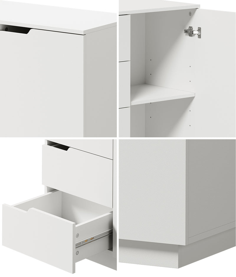 Oikiture Buffet Storage Cabinet 4 Drawers Cupboard White