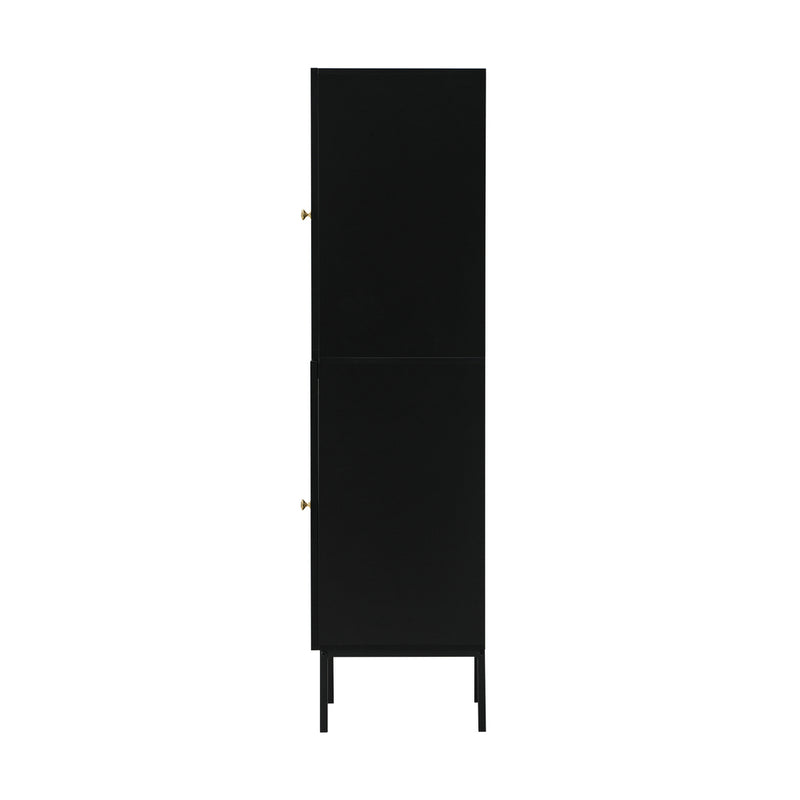 Oikiture Bathroom Cabinet Tempered Glass Door Tall Slim Black