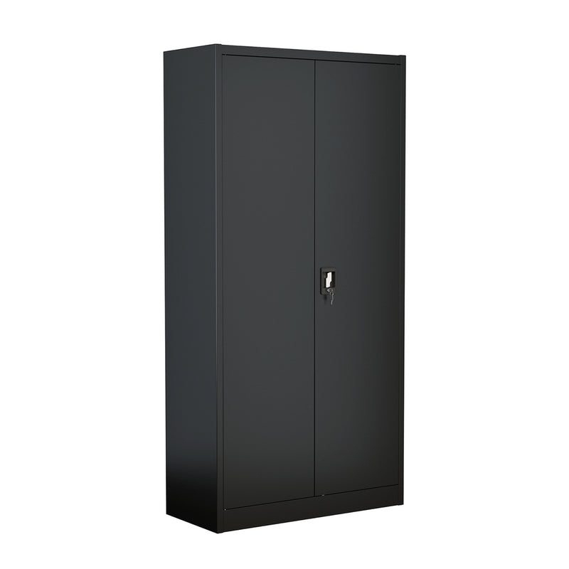 Oikiture Lockable Filing Cabinet 185cm Steel Office Storage Black