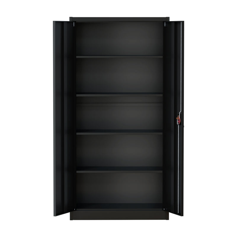 Oikiture Lockable Filing Cabinet 185cm Steel Office Storage Black