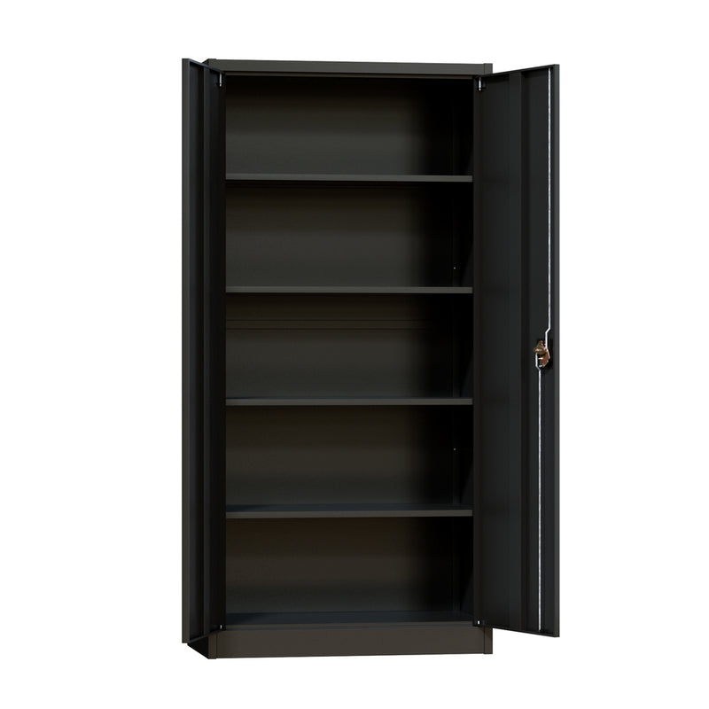 Oikiture Lockable Filing Cabinet 185cm Steel Office Storage Black