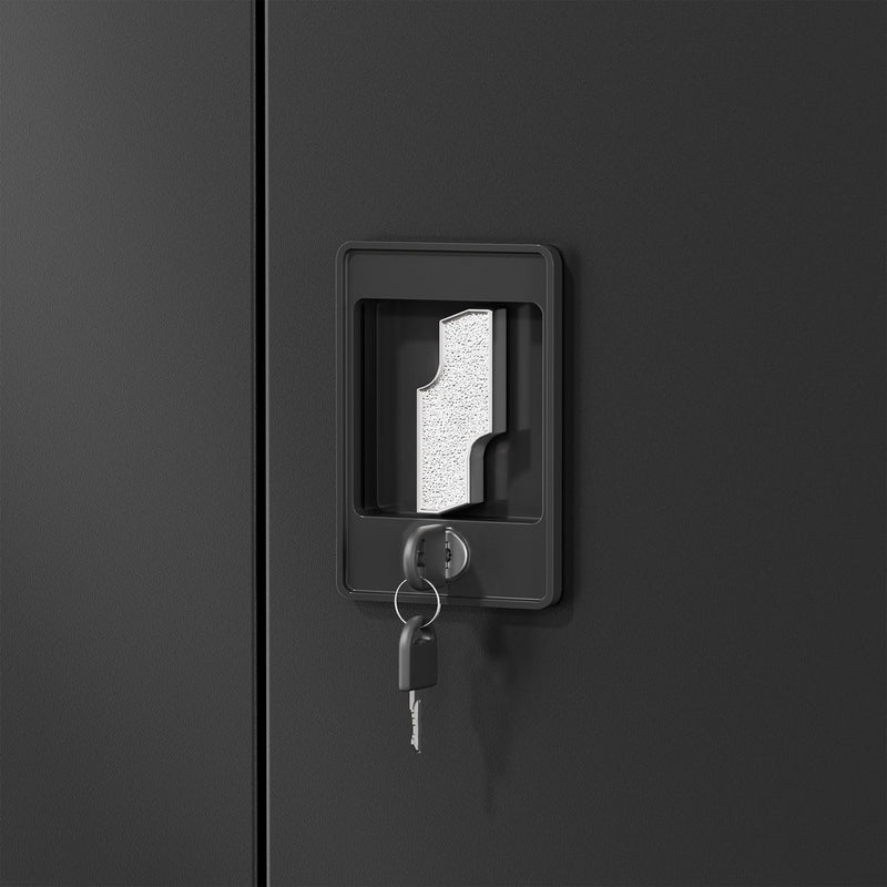Oikiture Lockable Filing Cabinet 185cm Steel Office Storage Black