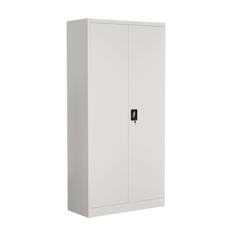 Oikiture Lockable Filing Cabinet 185cm Steel Office Storage White