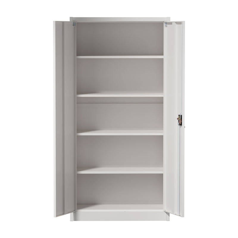 Oikiture Lockable Filing Cabinet 185cm Steel Office Storage White