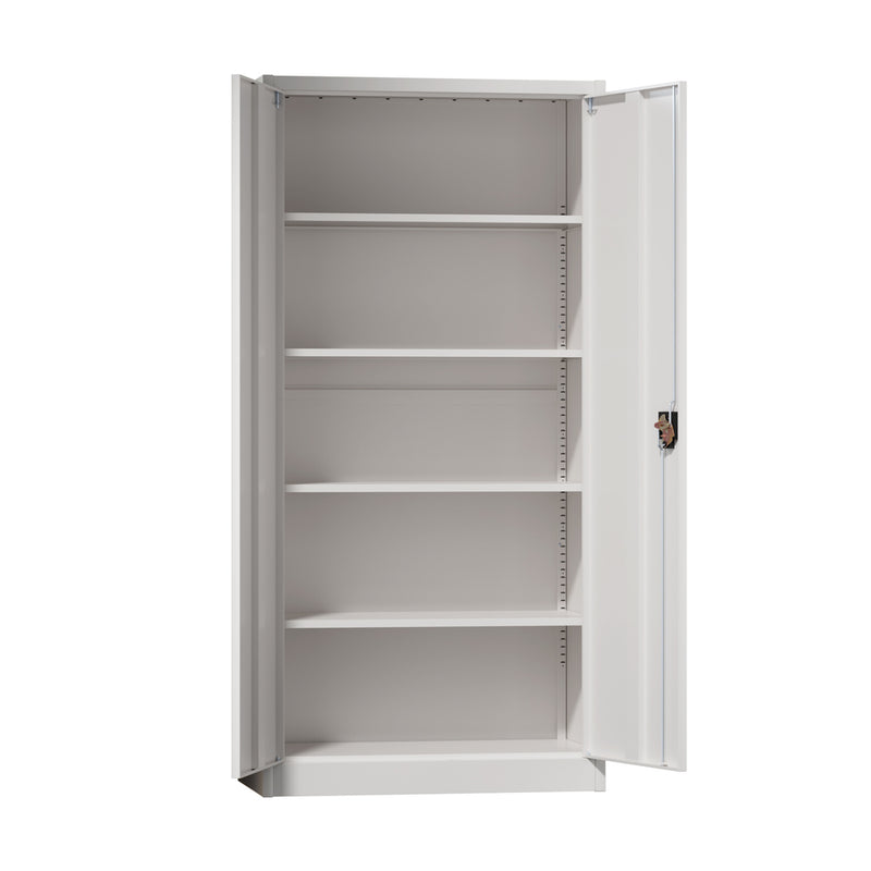 Oikiture Lockable Filing Cabinet 185cm Steel Office Storage White
