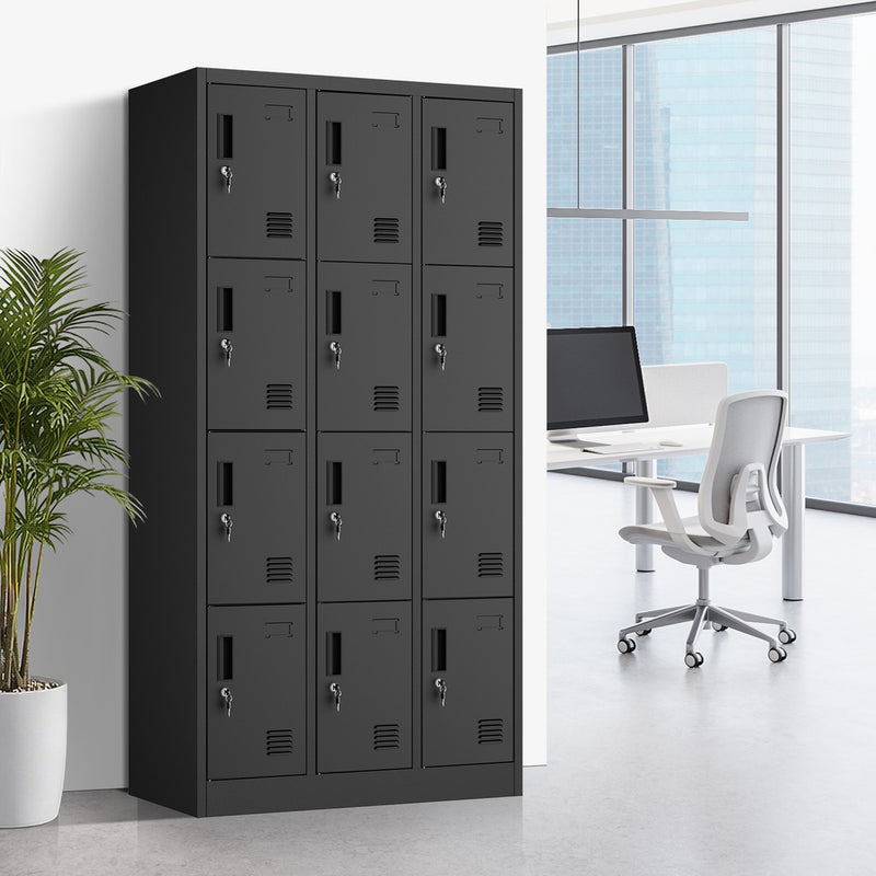 Oikiture 12 Door Locker Cabinet Steel Cupboard Office School Gym White