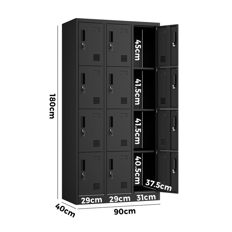 Oikiture 12 Door Locker Cabinet Steel Cupboard Office School Gym White