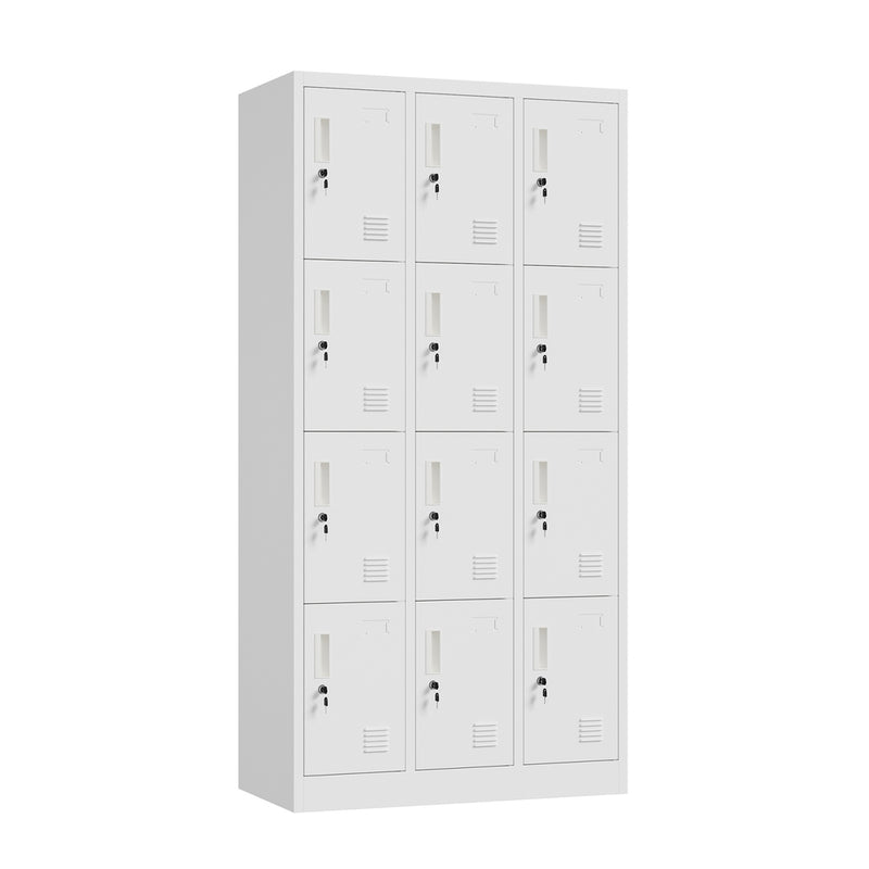 Oikiture 12 Door Locker Cabinet Steel Cupboard Office School Gym White