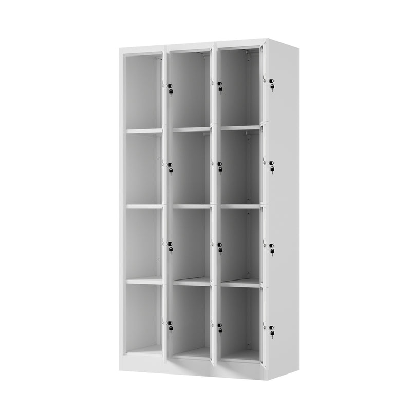 Oikiture 12 Door Locker Cabinet Steel Cupboard Office School Gym White