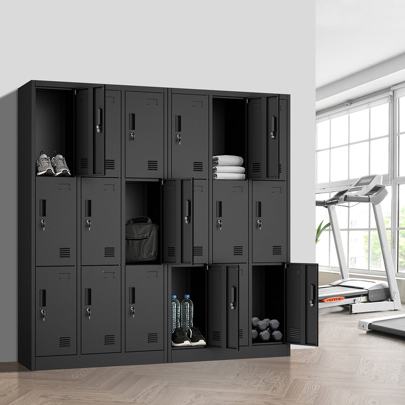 Oikiture 9 Doors Locker Cabinet Steel Cupboard Office School Gym Black