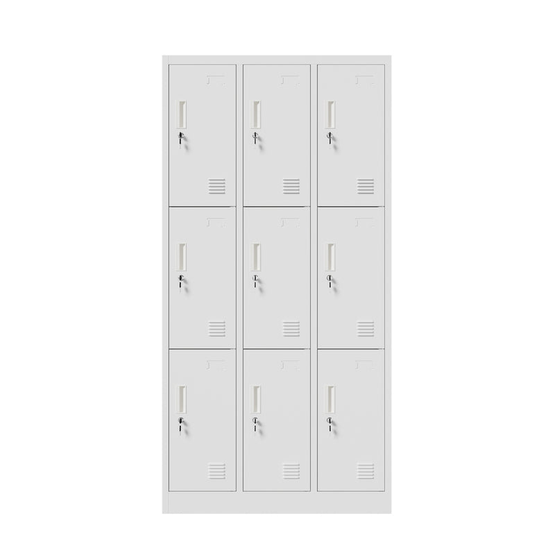 Oikiture 9 Doors Locker Cabinet Steel Cupboard Office School Gym White