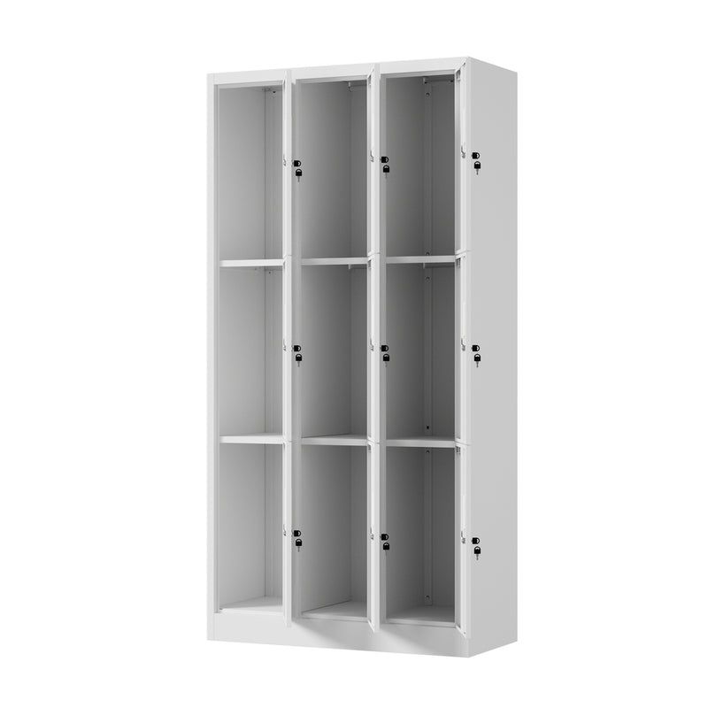 Oikiture 9 Doors Locker Cabinet Steel Cupboard Office School Gym White