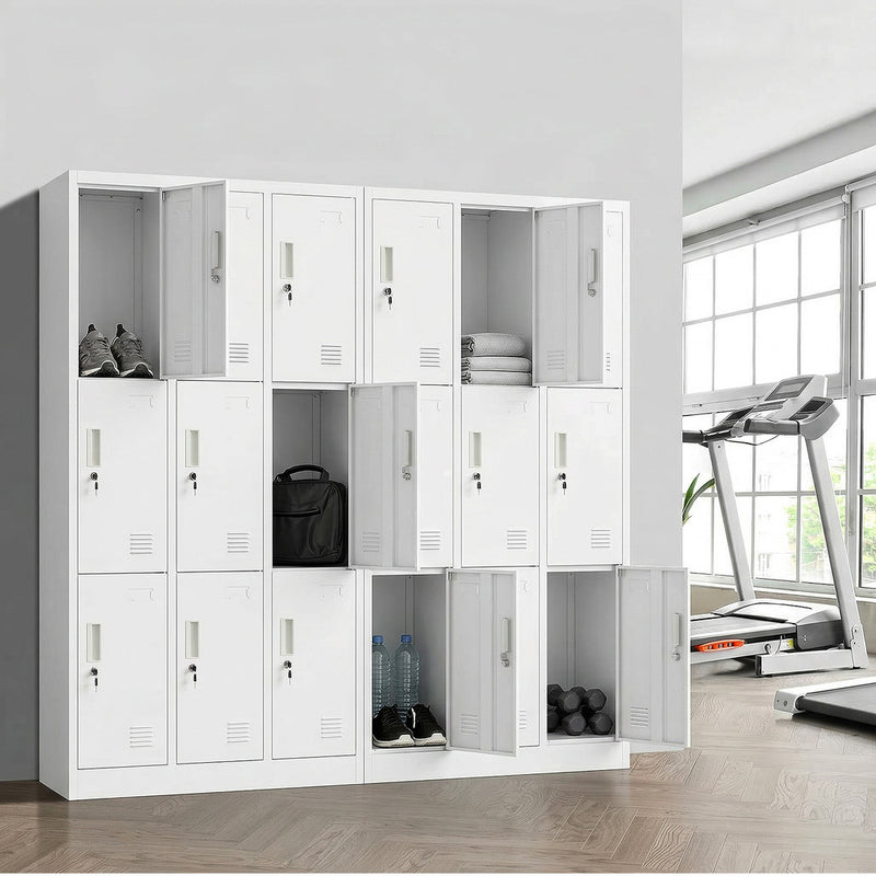 Oikiture 9 Doors Locker Cabinet Steel Cupboard Office School Gym White