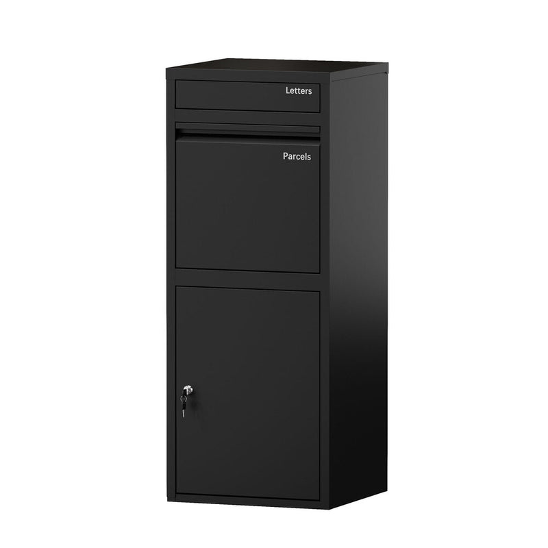 Oikiture Steel Parcel Letterbox Drop Box Lockable Storage Black