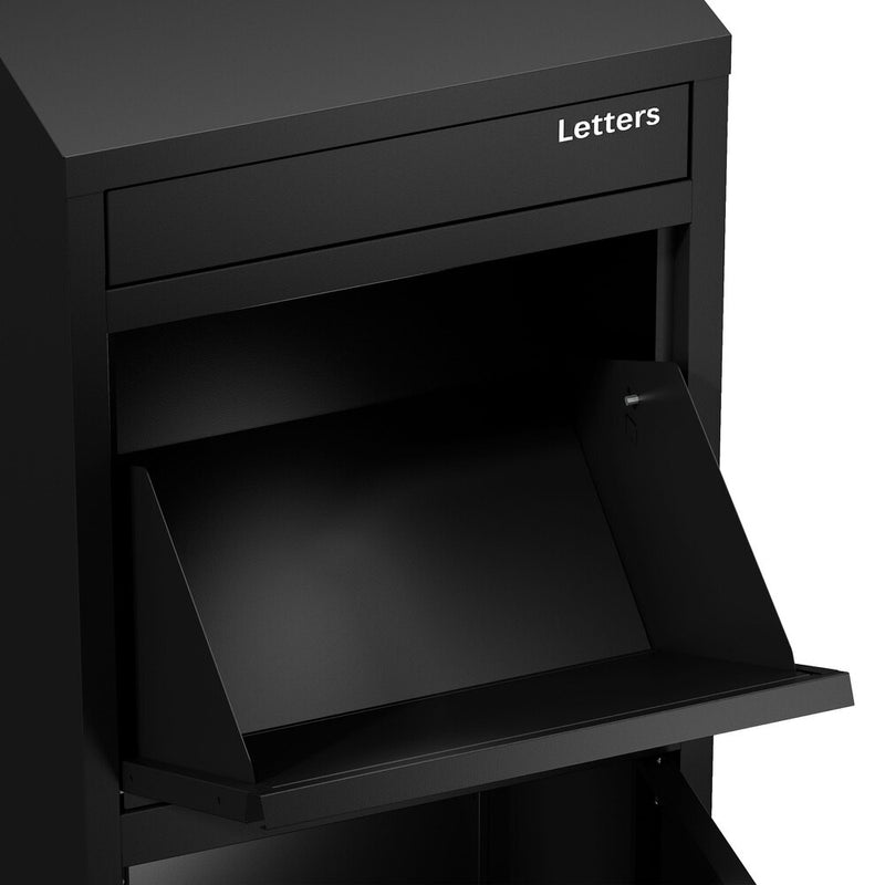 Oikiture Steel Parcel Letterbox Drop Box Lockable Storage Black