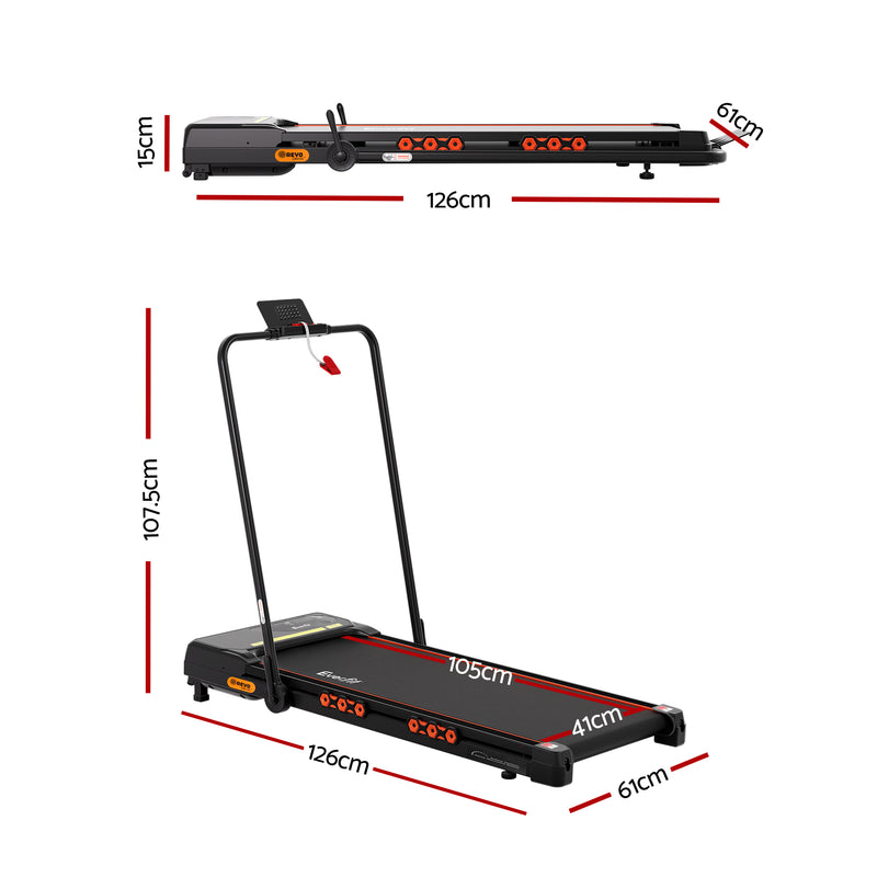 Everfit Treadmill Electric Walking Pad Auto Incline Foldable for Home Gym Black