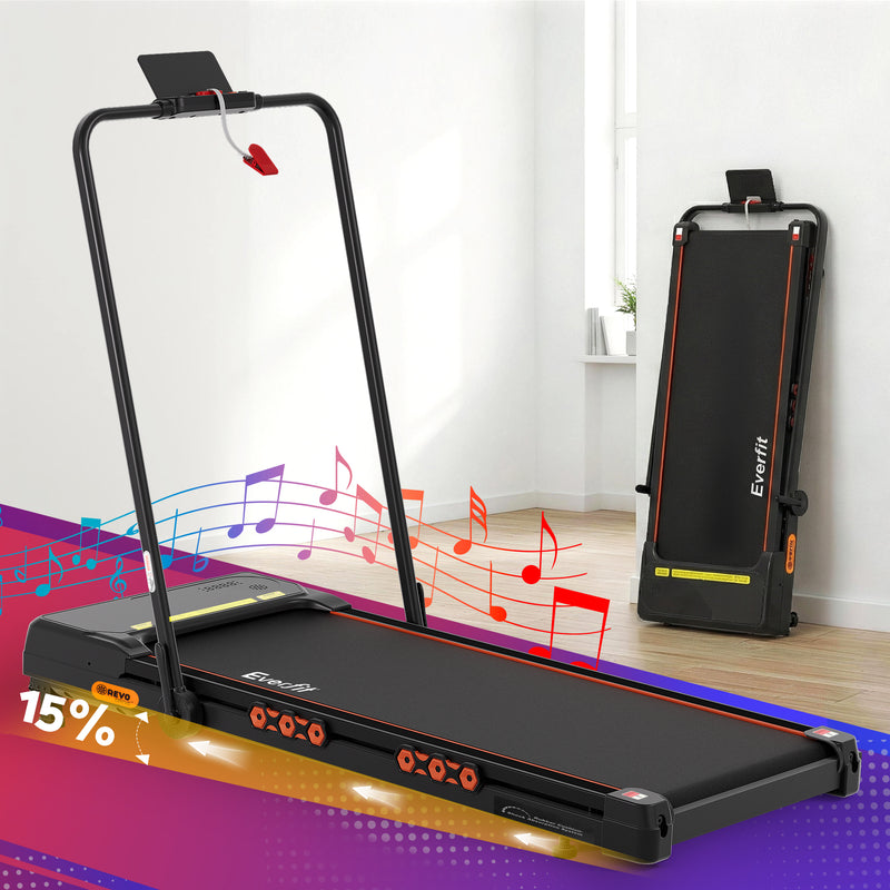 Everfit Treadmill Electric Walking Pad Auto Incline Foldable for Home Gym Black