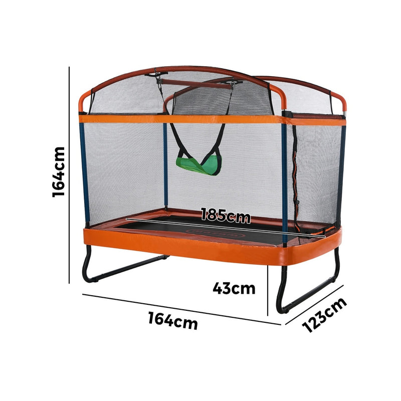 Mazam 6FT Kids Trampoline with Swing Bar Rectangule Safety Enclosure