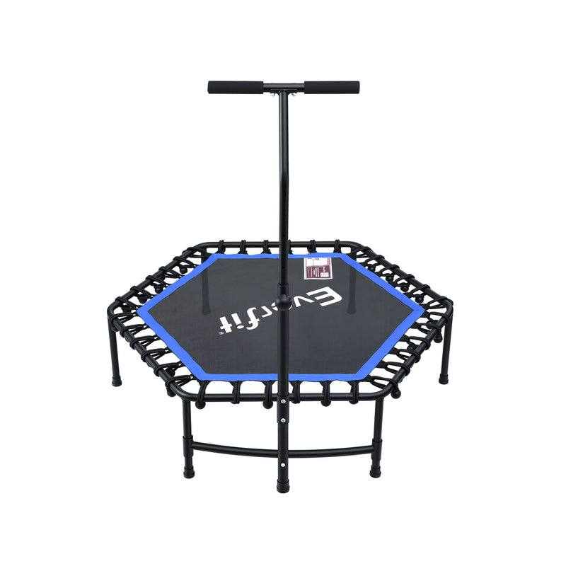 Everfit 48inch Hexagon Fitness Trampoline Rebounder Adjustable Handrail Blue