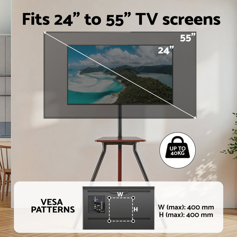 Artiss TV Stand Wooden Tray 24-55" Swivel Height Adjustable