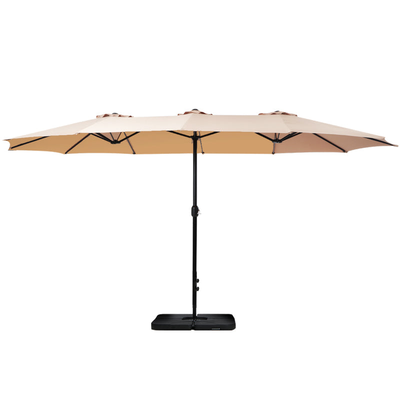 Instahut 4.57m Outdoor Umbrella w/Base Stand Beach Pole Garden Tilt Beige