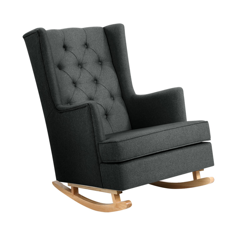 Artiss Rocking Chair Armchair Linen Fabric Charcoal Gaia