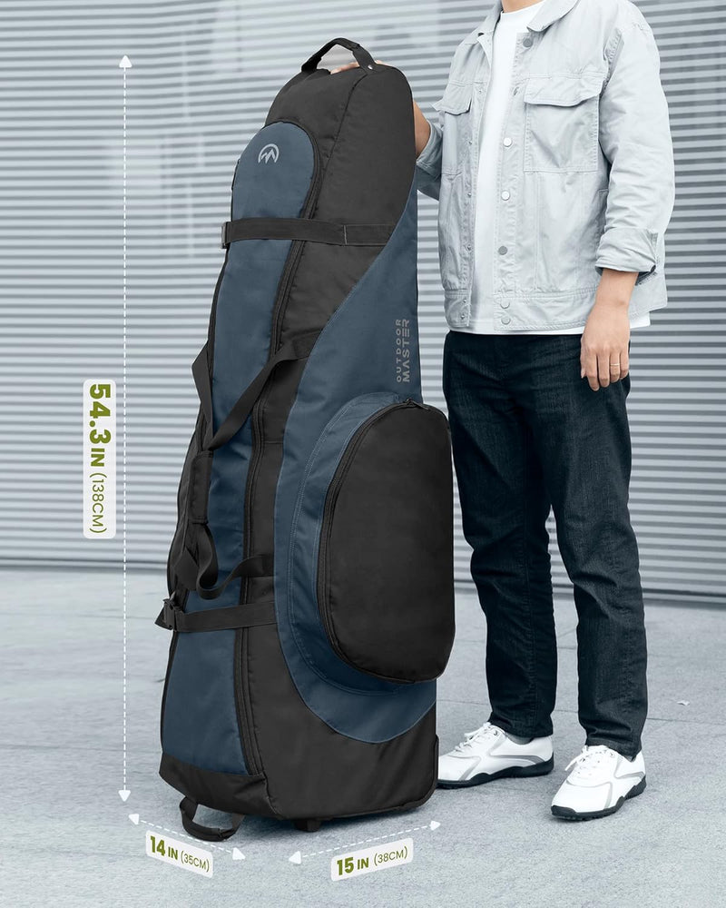 OutdoorMaster Padded Golf Club Travel Bag with Wheels, 900D Heavy Duty Oxford Waterproof -Alligators-Blue