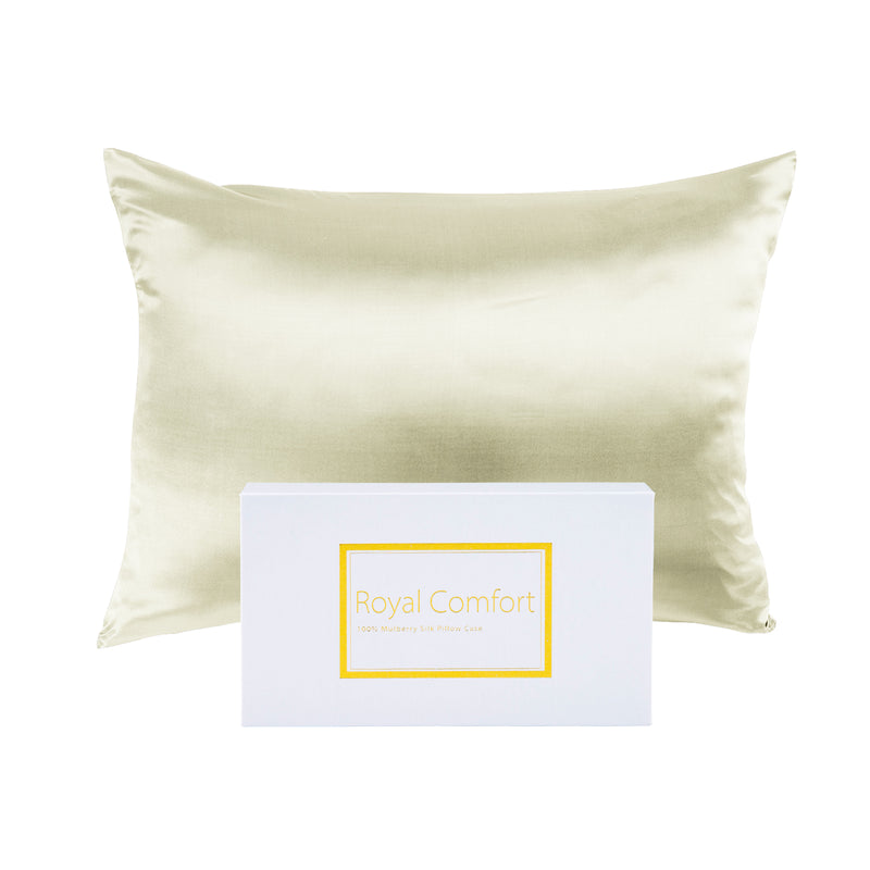 Royal Comfort Mulberry Soft Silk Hypoallergenic Pillowcase Twin Pack 51 x 76cm - Ivory