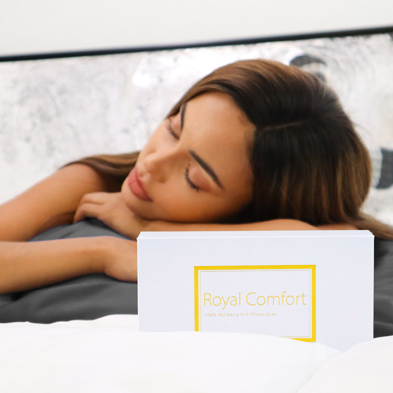 Royal Comfort Pure Silk Pillow Case 100% Mulberry Silk Hypoallergenic Pillowcase - Charcoal