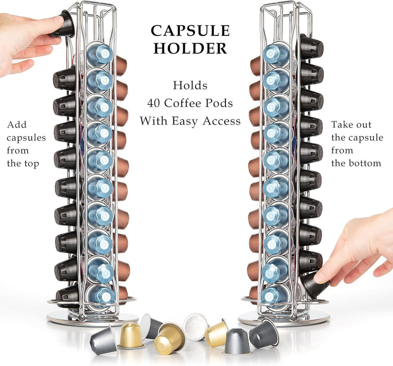 Coffee Pods Holder Storage Compatible with 40 Nespresso Pods