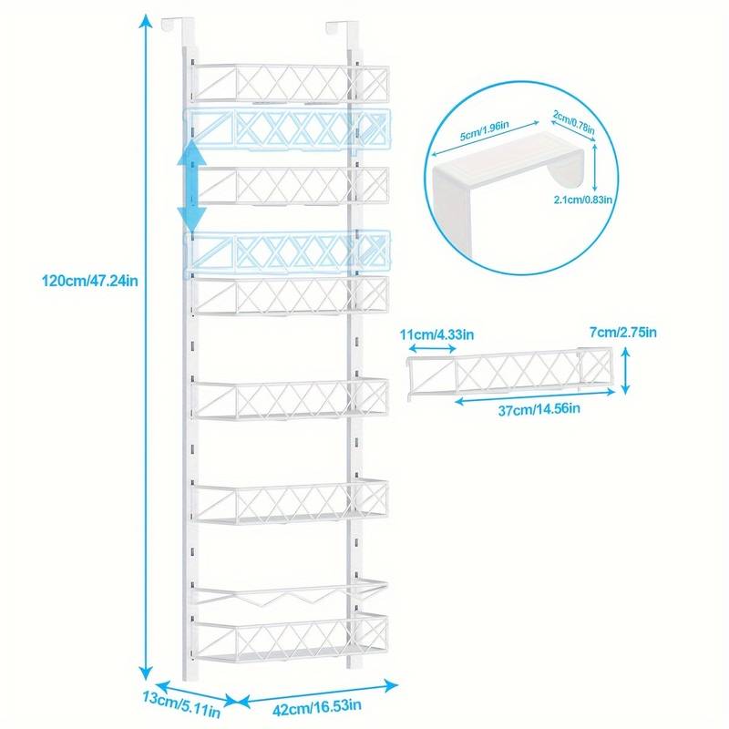 6 Tier Adjustable Baskets Over Door Pantry Organiser for Home Kitchen